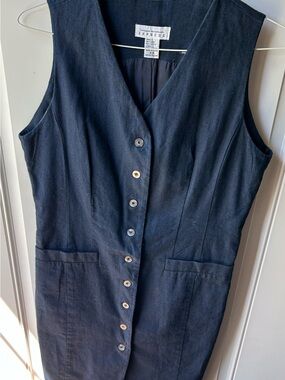 Vintage Express International Blue Button-Up Dress – Women’s Retro Style Dress